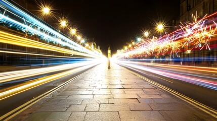 Fototapeta premium Dynamic light trails showcase nighttime city vibes urban environment photo art perspective