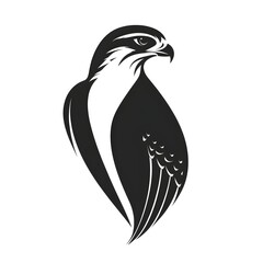 Obraz premium A majestic black and white stylized falcon illustration perfect for design or wildlife themed projects.