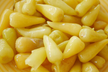Organic yellow chili peppers prepared for culinary use