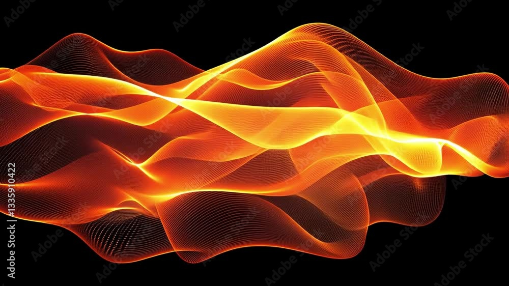 Poster dynamic abstract wave patterns orange and yellow energy movement design in digital background