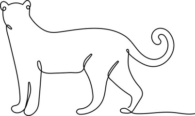 Panther, Jaguar, Tiger one continuous line drawing with editable stroke on white isolated background. Vector illustration