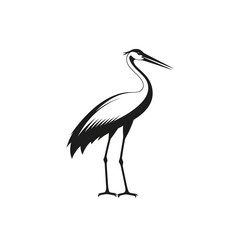 Obraz premium A majestic heron stands tall in elegant black and white stylized illustration perfect for design or nature themed projects.