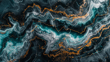 Obraz premium Ultra-Luxury Black marble, deep black with striking copper veins, high-end and sophisticated for premium decor