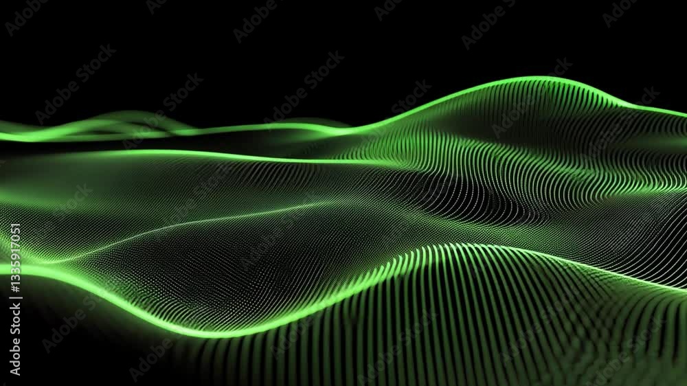 Poster dynamic flowing abstract waves visual journey of light, colors, and movement evoking tranquility and