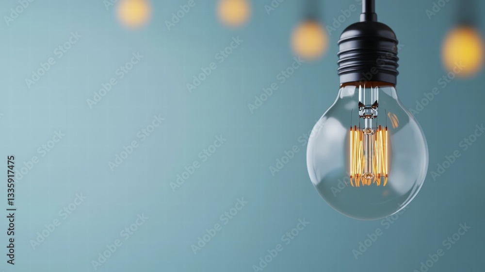 Poster a stylish light bulb surrounded by multiple smaller lights creating a unique display of illumination