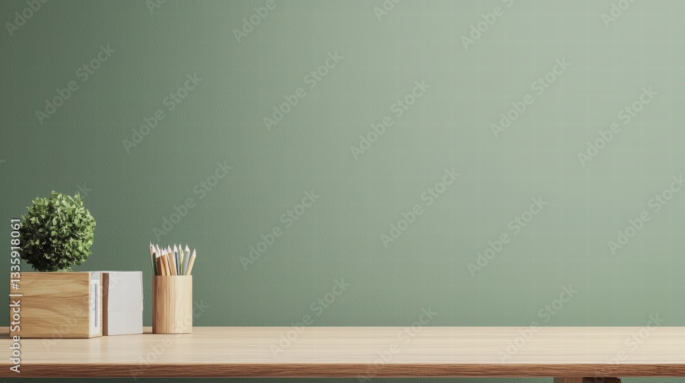 Aufkleber modern desk setup with a potted plant adding a touch of greenery to a productive workspace