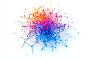 Vibrant network connection abstract design colorful data structure on white background digital art