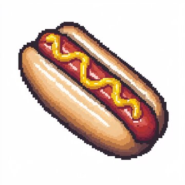 pixelated hot dog with mustard clip art preview