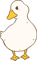 Cute Cartoon White Duck Hand Drawn Doodle Character