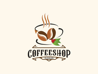 Coffee shop logo design vector template