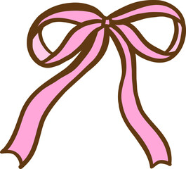 Cute Pink Ribbon Bow Hand Drawn Decorative