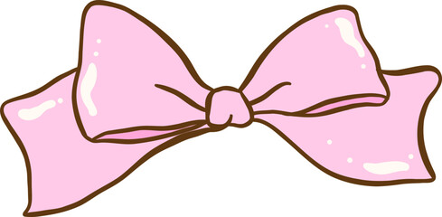 Cute Pink Ribbon Bow Tie Hand Drawn