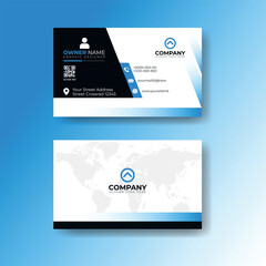 Professional corporate modern business card template design. dark blue and blue shape visiting card design