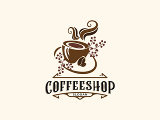 Coffee shop logo design vector template