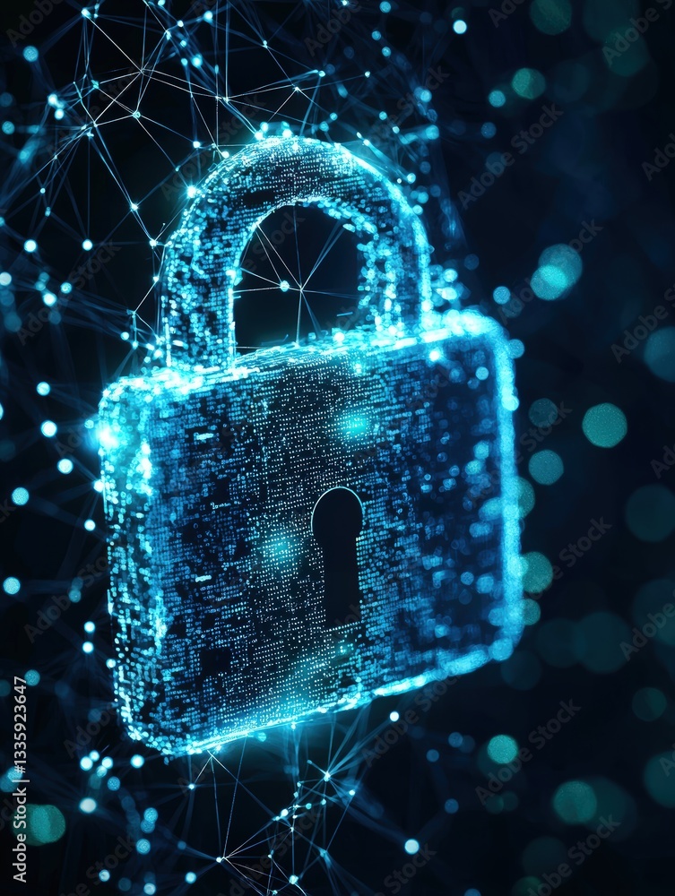 Poster a close-up image of a lock symbolizing security and protection in a minimalistic design setting