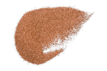Brown glitter powder isolated on transparent background.