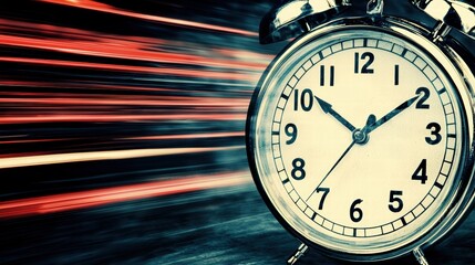 Dynamic clock illustrating motion through unique design elements highlighting the concept of time