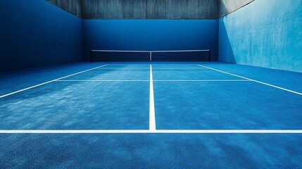 Immersive Blue Tennis Court Awaiting Players for an Energetic Match Session