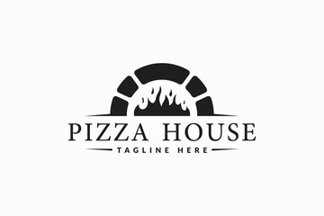pizza logo vector illustration. pizza oven logo template