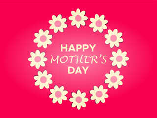 Happy mother's day greeting card banner with round flowers frame for special Mother or Mom holiday celebration 