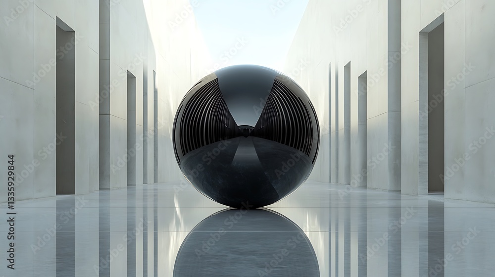 Poster sphere in minimalist architecture: a study in reflection and form