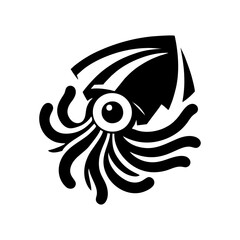 Minimalist Black Squid Logo Design