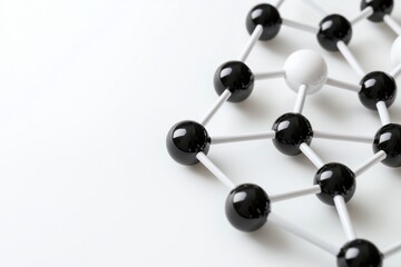 Obraz premium Minimalist Molecular Network Visualization Black Spheres White Rods Structure Science Academic Detail