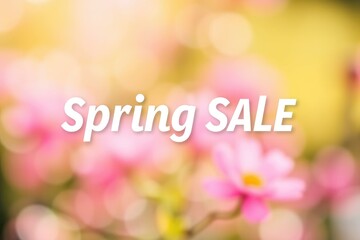 Prominent spring sale text stands out against a soft, elegant background filled with delicate flowers, ideal for seasonal promotions and marketing efforts