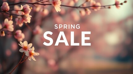 Spring sale banner features a striking design with the words 'Spring Sale' prominently displayed against a soft, floral background, perfect for promotions