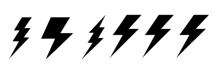 Set lightning bolt. Thunderbolt flat style - stock vector
