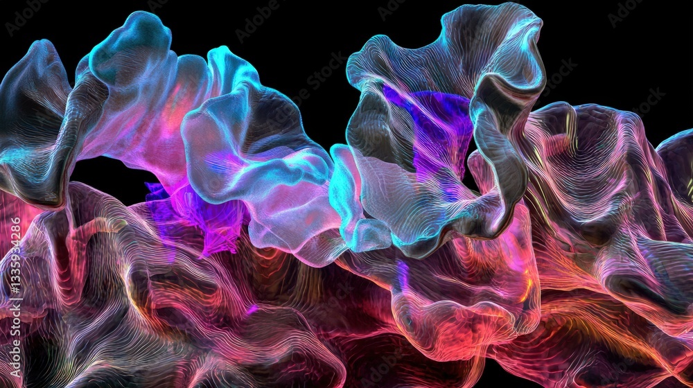 Poster vibrant and colorful abstract design with dynamic shapes and patterns creating a visual delight