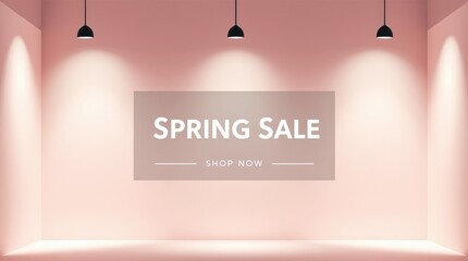 Spring sale banner features a minimalist design with soft tones, highlighting the promotion while...