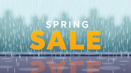 Prominent Spring Sale text stands out against a soft, elegant background, perfect for online stores and seasonal promotions. Ideal for showcasing discounts and offers