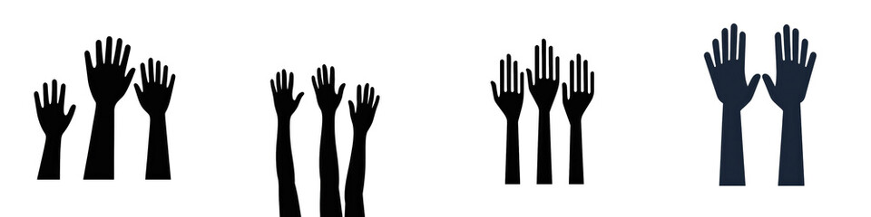 Fototapeta premium Reaching Hands, Diverse Gestures, white background isolated on white or transparent