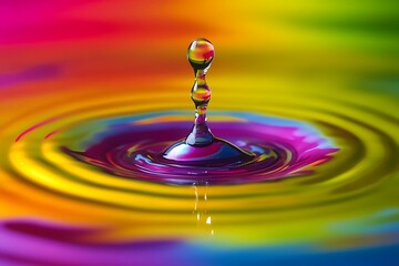 A Colorful Water Drop Splashing