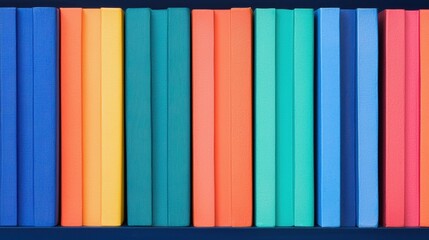 A row of books with colorful spines.