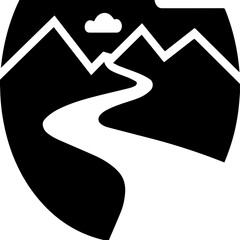 road and trees, vector illustration of a mountain landscape
