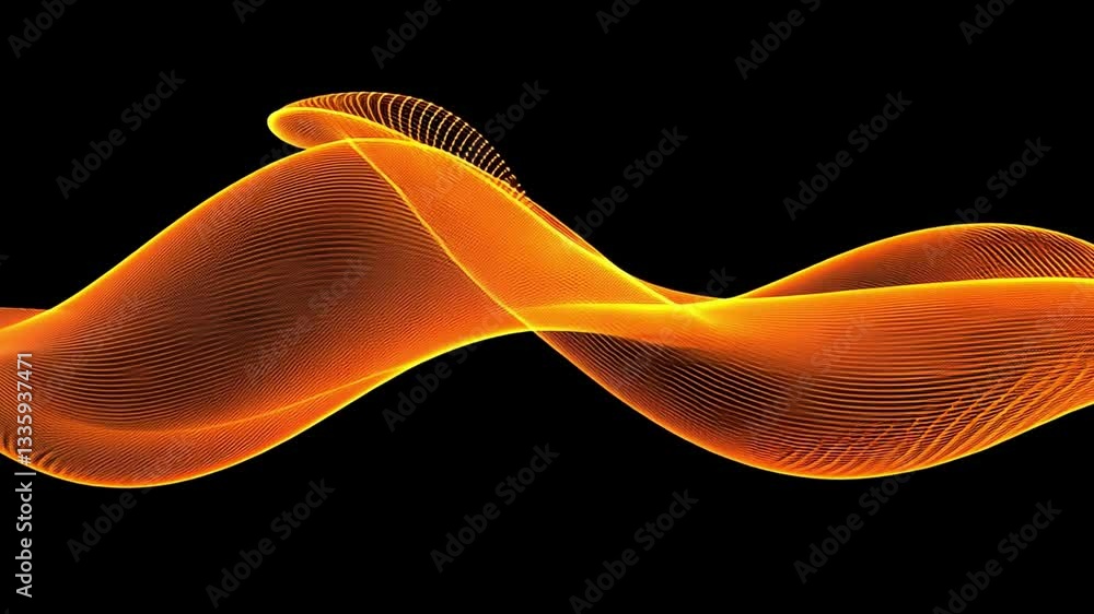 Poster vibrant abstract orange wave pattern flowing lines and dynamic energy in motion against black backgr