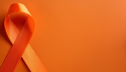 world multiple sclerosis day horizontal banner copy space orange ribbon on a orange background for leukemia kidney cancer multiple sclerosis rsd awareness