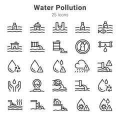 25 icon collections about water pollution and related topics