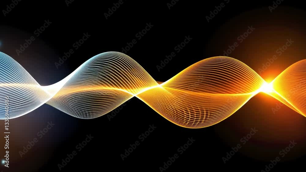 Poster vibrant abstract wave patterns in blue and orange create dynamic visual design, symbolizing energy a