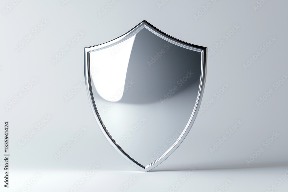 Aufkleber metallic defense shield on soft light background for protection security safety and assurance