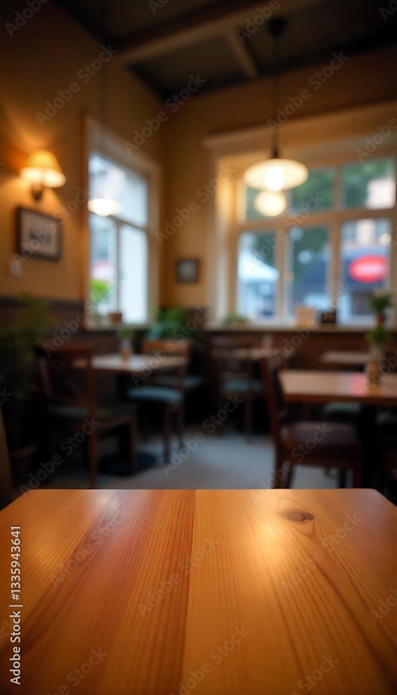 Aufkleber generative ai a cozy and inviting cafe interior with warm lighting and blurred background creating a