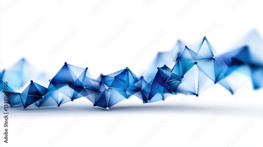 Poster geometric blue polygon mesh pattern on white background modern abstract network design element