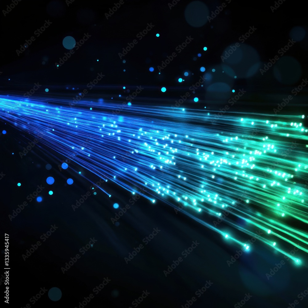 Aufkleber brilliant fibre optic strands illuminate in a dark vibrant scene of light and color for networking