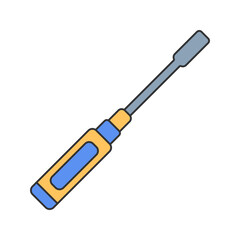 Screwdriver Flat design style, screwdrivers with yellow and blue handles, symbolizing tools for RC car maintenance, ideal for repair, mechanical, and DIY-themed graphics.