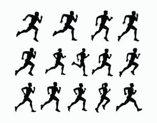 Active People Running Silhouette Vector Template