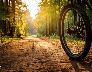 Fototapeta premium Bicycle Tire Tracks on a Dusty Forest Path