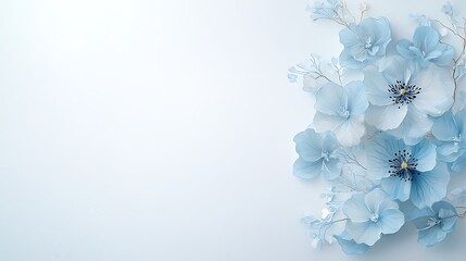 Delicate blue floral arrangement nature image soft background top view aesthetic beauty