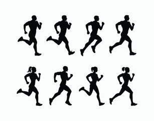 Fototapeta premium Silhouette of Active People Running Vector Template